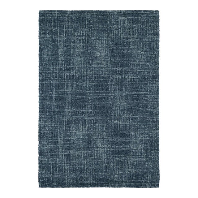 Dash & Albert by Annie Selke Crosshatch Denim Micro Hooked Wool Rug, 5' x 8' For Sale