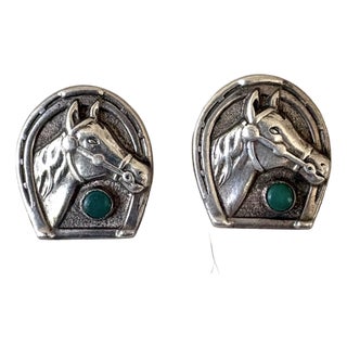 Vintage Bell Trading Post Turquoise & Sterling Silver Post Earrings For Sale