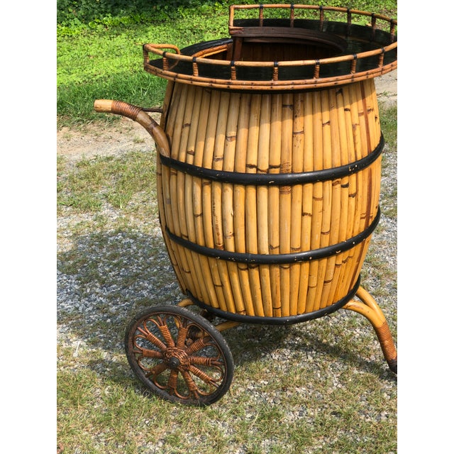 Vintage Barrel Form Rattan Bar For Sale - Image 11 of 11
