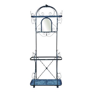Art Nouveau Wrought Iron Coat Rack with Umbrella Stand, 1900s For Sale