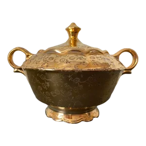Gold Porcelain Sugar Bowl by Taylor Smith & Taylor