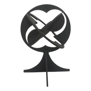 Roberto Vecchione, Black Abstract Il Mondo Sculpture, 1980, Lacquered Pewter For Sale