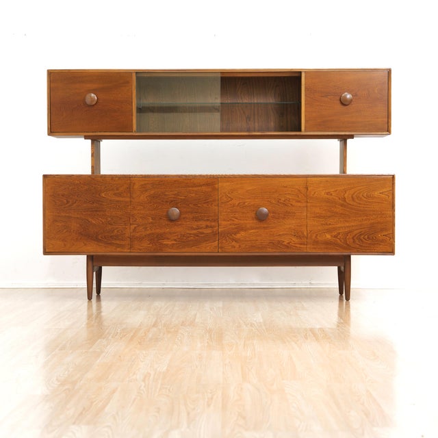 Large Mid Century Credenza and Hutch For Sale - Image 11 of 15