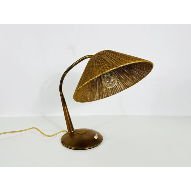 Mid-Century Modern Mid-Century Teak & Rattan Table Lamp from Temde, 1970s For Sale - Image 3 of 10