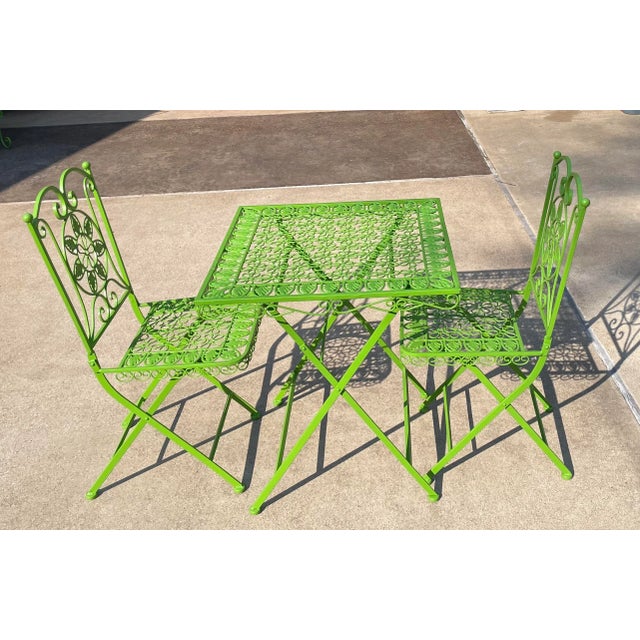 Vintage Mid Century Folding Bistro Garden Table and Two Chairs Chairish