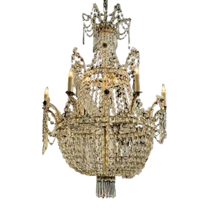 Antique Italian Beaded Basket Form Chandelier