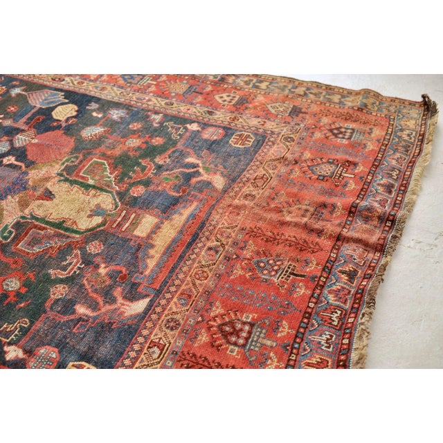 Tribal Antique European Sized Kalleh Kurdish Tribal Rug 7 x 12.7 For Sale - Image 3 of 13