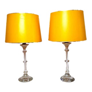 Table Lamps With Glass Base, 1960s, Set of 2 For Sale