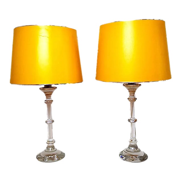 Table Lamps With Glass Base, 1960s, Set of 2 For Sale