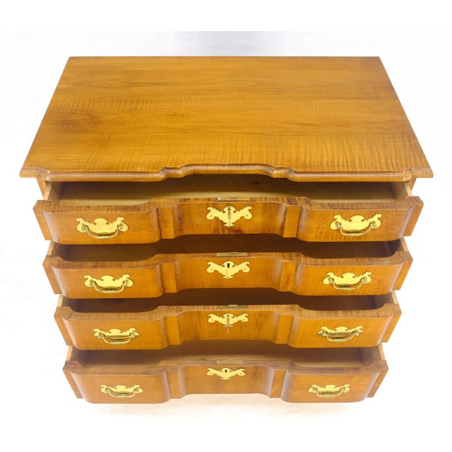 Very Fine Solid Tiger Maple Block Front Bracket Feet Bachelor Dresser Chest For Sale - Image 18 of 18