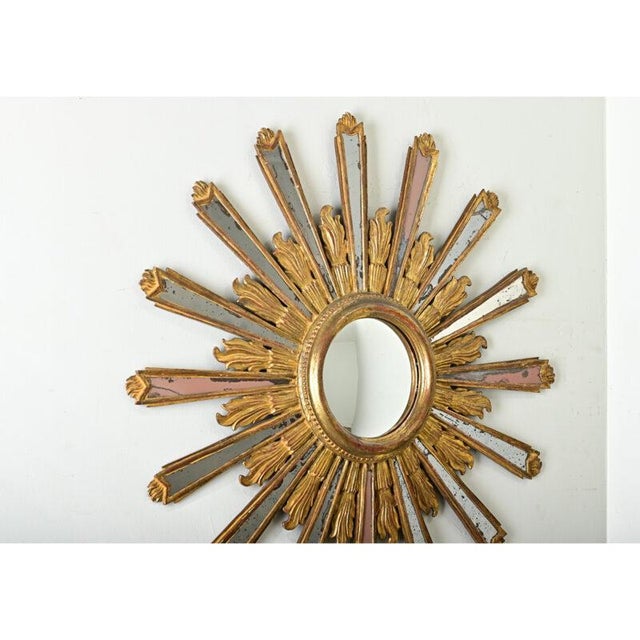 Wood Italian 19th Century Gilt Sunburst Mirror For Sale - Image 7 of 12
