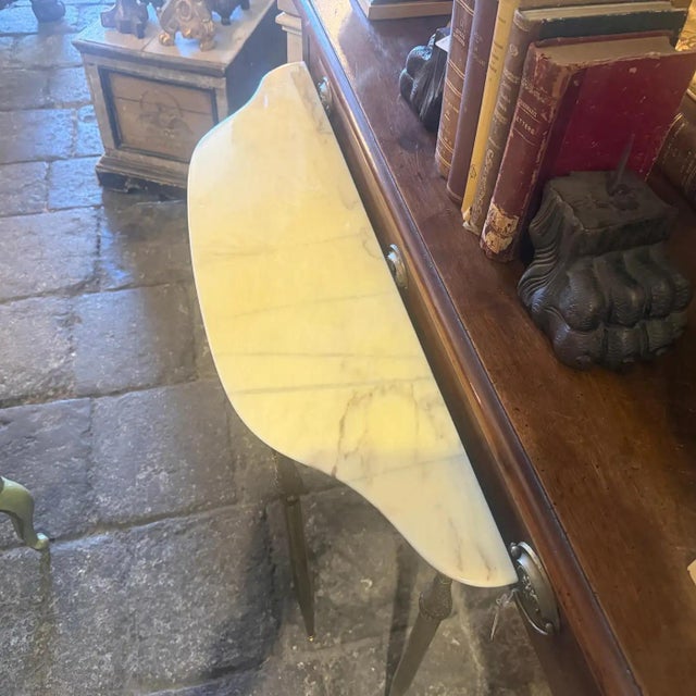 1950s Mid-Century Modern Brass and Marble Italian Console Table For Sale - Image 11 of 11
