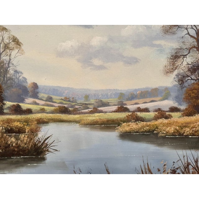Realism Farmhouse by a River in the English Countryside by 20th Century British Artist 1975 Circa For Sale - Image 3 of 18