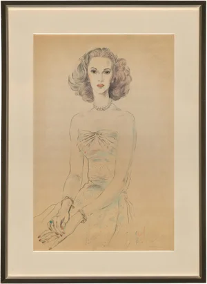 Mid 20th Century Cecil Beaton Colored Pencil Drawing Of. Romanov Princess
