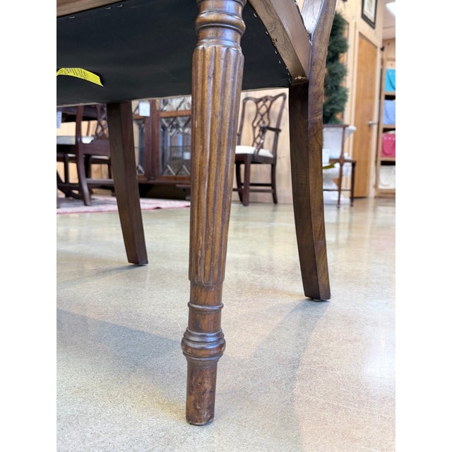 Tan 1940s Mahogany Sunburst Carved Leather Settee For Sale - Image 8 of 9