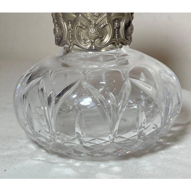 Antique Ornate Sterling Silver Cut Crystal Scent Cologne Perfume Bottle Jar For Sale - Image 9 of 11