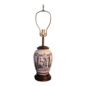 Late 20th Century Williamsburg Delft Large "London Jar" Vase Lamp Made by Oud in Holland L-6