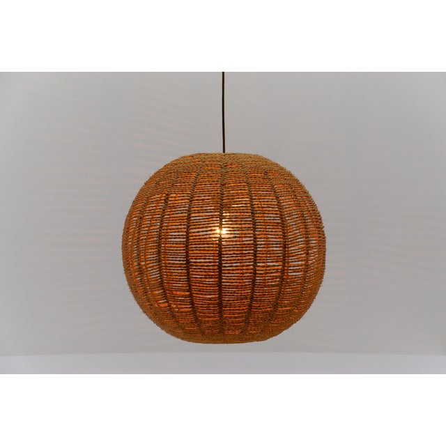 Large Vintage Jute Globe Pendant Lamp, 1960s For Sale - Image 4 of 11