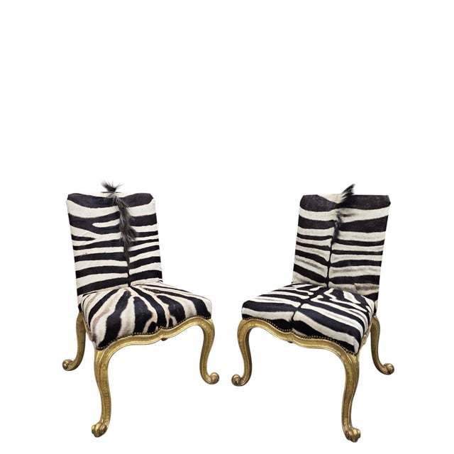Vintage French Rococo Style Giltwood Side Chairs Newly Reupholstered - Pair For Sale - Image 12 of 12