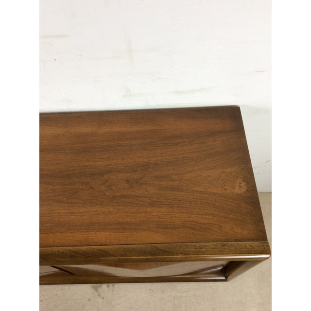 1960s Mid Century Modern Lowboy Dresser With Unique Diamond Front by United Furniture For Sale - Image 5 of 17