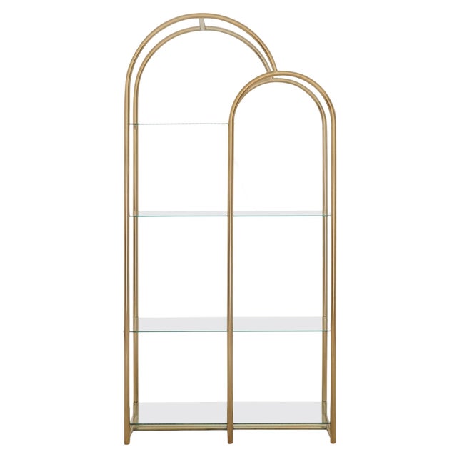 Mid-Century Modern Mid 20th Century Asymmetrical Arched Étagère in Polished Brass For Sale - Image 3 of 6