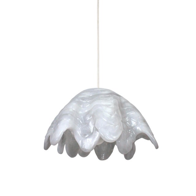 Mid-Century Modern Mid-Century Modern Biomorphic White Resin Pendant Lamp For Sale - Image 3 of 12