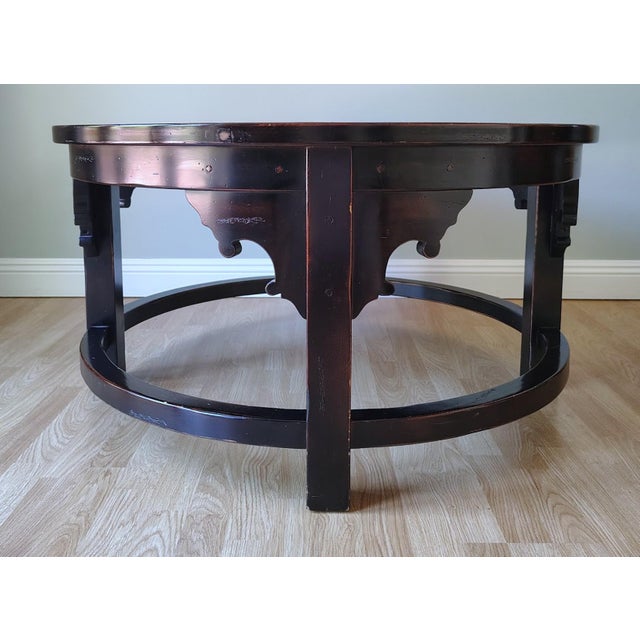 Rustic Round Cocktail Coffee Table by Sherrill Furniture For Sale - Image 11 of 18