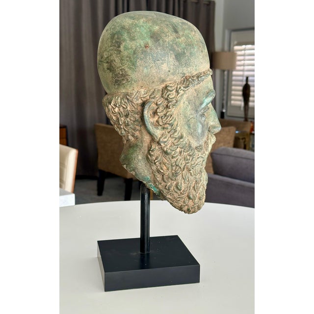 Vintage Patinated Bronze Bust Greek Scholar For Sale - Image 11 of 17