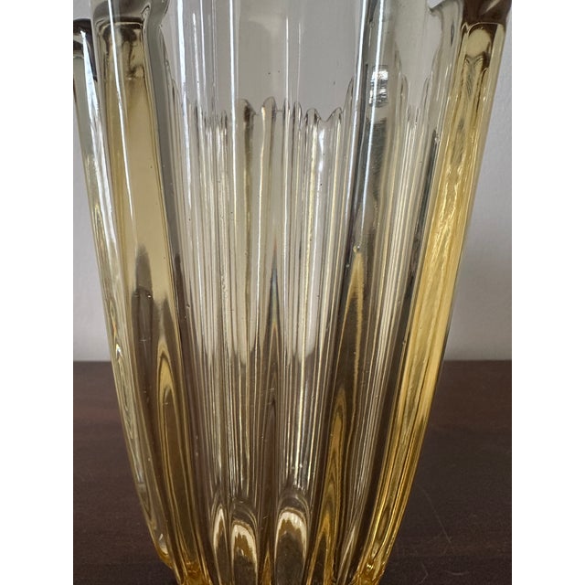 1970s Vintage MCM Glass Fostoria Celestial Amber 7" Vase For Sale - Image 5 of 6