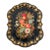 Vintage Hand-Painted Black Tole Tray With Floral and Fruit Motif For Sale