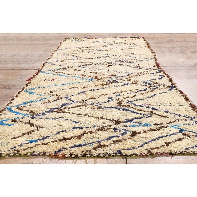 Vintage Azilal Boucherouite Moroccan Rug, 04'03 X 10'00 For Sale - Image 9 of 10