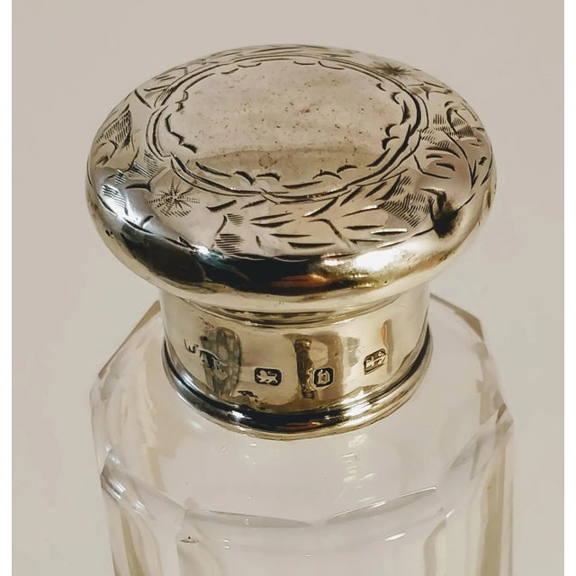English Sterling Silver Glass Dresser Vanity Bottle For Sale - Image 4 of 13