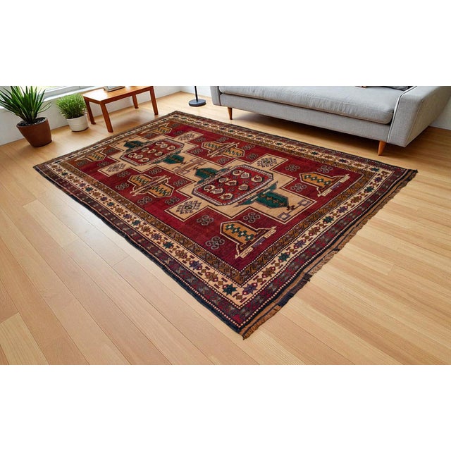 This authentic 1960s hand-knotted Kars rug originates from the Caucasian border region of Eastern Anatolia, crafted...
