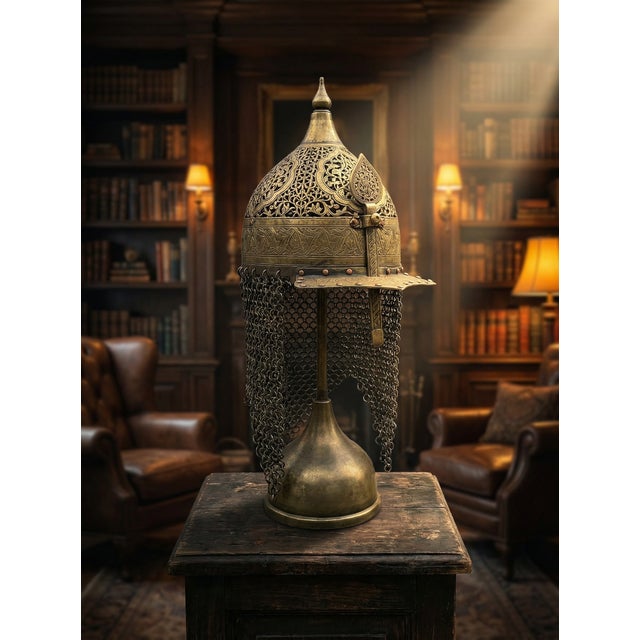 Engraved Brass Warrior Helmet For Sale - Image 4 of 13