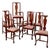 1930s Set of 8 | Queen Anne Revival Dining Chairs With Red/Pink Floral Upholstered Seats For Sale