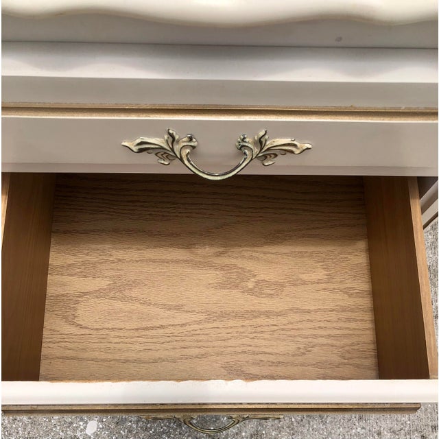 Ivory Vintage French Provincial Ivory & Gold Side/End Table Nightstand For Sale - Image 8 of 14
