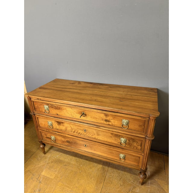 Wood Louis XVI Chest of Drawers in Light Walnut For Sale - Image 7 of 9