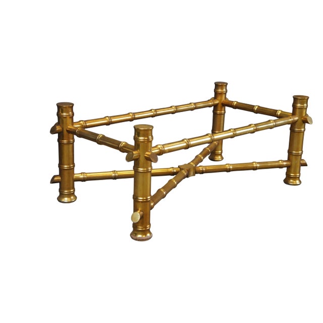 Vintage Hollywood Regency / mid century modern style rectangular gold gilt faux bamboo coffee table base. Dimensions: 23"...