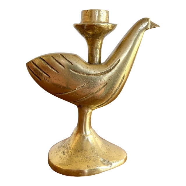 Jonathan Adler Brass Bird Candlestick For Sale