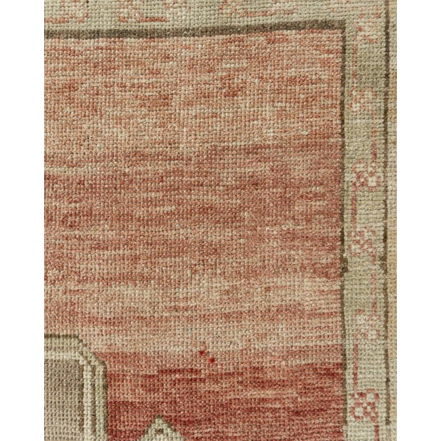 Textile Vintage Circa 1940 Turkish Oushak Hand Knotted Wool Runner, Terracotta, 5'1 X 11'9 For Sale - Image 7 of 12