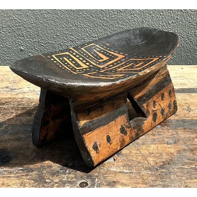 Wood Vintage Brazilian Hand Painted Head Rest For Sale - Image 7 of 12