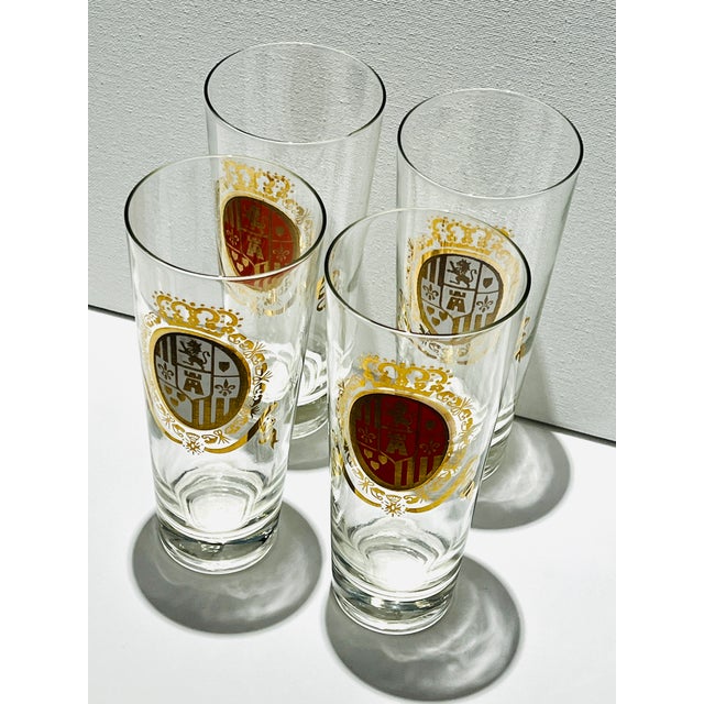Federal Glass Vintage Set of 4 Federal Glass Baronet Highball Beer Glasses For Sale - Image 4 of 5