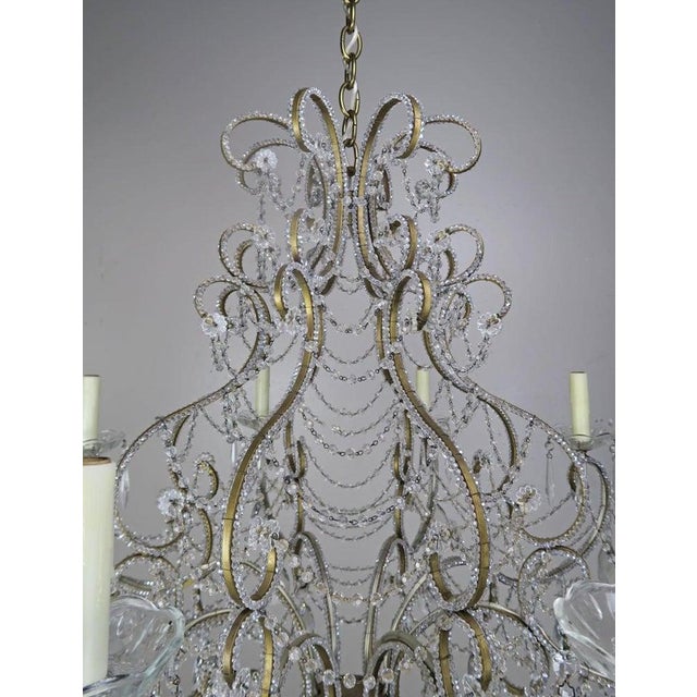 Metal French Crystal Beaded 8-Arm Chandelier, 20th Century For Sale - Image 7 of 10