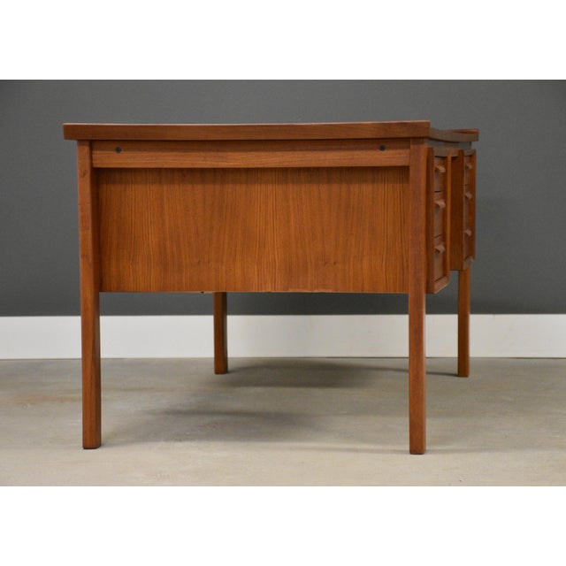 Mid 20th Century Refinished Danish Modern Teak Desk For Sale - Image 4 of 10