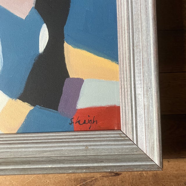 Abstract Contemporary Original Stephen Heigh Abstract Painting “Summer Approaching “ Vintage Mid Century Frame For Sale - Image 3 of 4