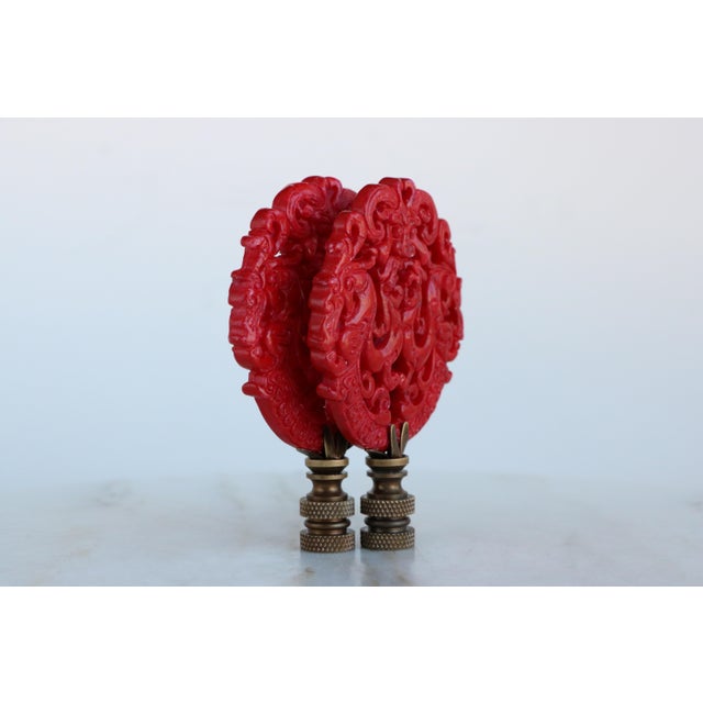 2020s Fire Breathing Dragon Lamp Finials on Bronze Hardware - A Matching Pair For Sale - Image 5 of 7