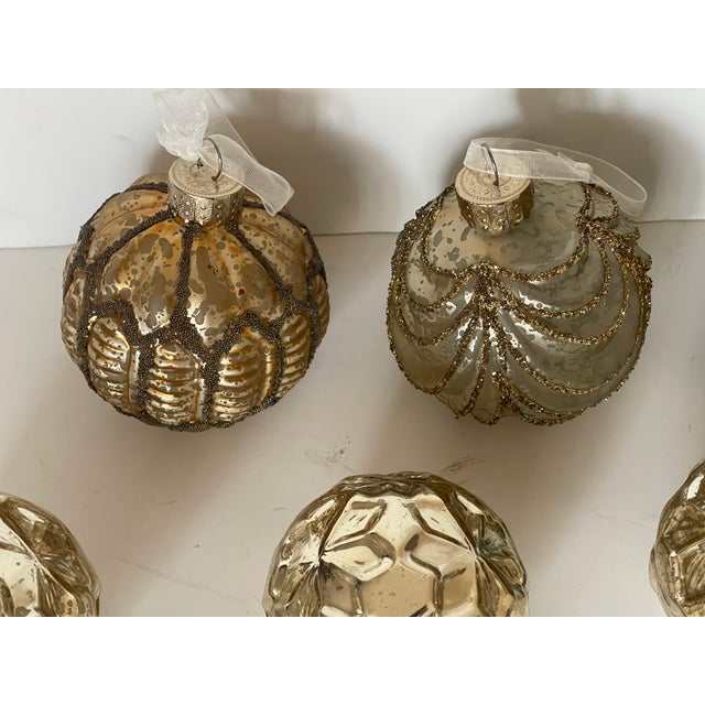 1970s 10 PCS Vintage Christmas Ornaments Glass Baubles For Sale - Image 5 of 6