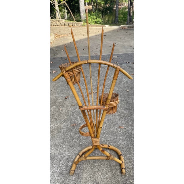 Mid 20th Century Vintage Bamboo Plant Stand For Sale - Image 5 of 10