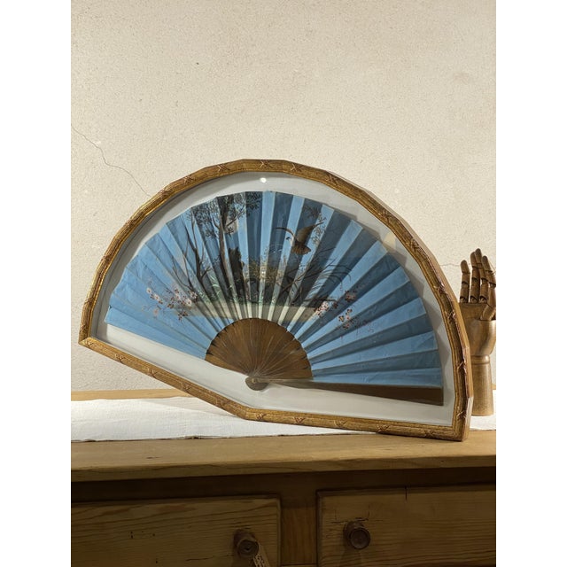 Antique Fan with Animal Landscape and Full Moon For Sale - Image 6 of 6