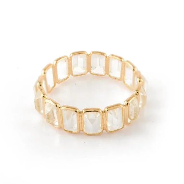 Art Deco Rainbow Moonstone Modern Eternity Band Ring in 18k Size 7 ( All Sizes Available ) For Sale - Image 3 of 10
